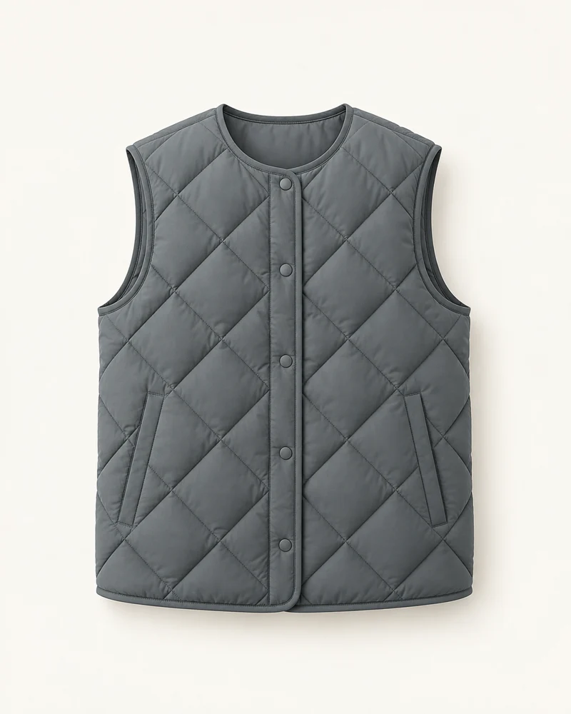 Slate Quilted Vest, Slate, front view