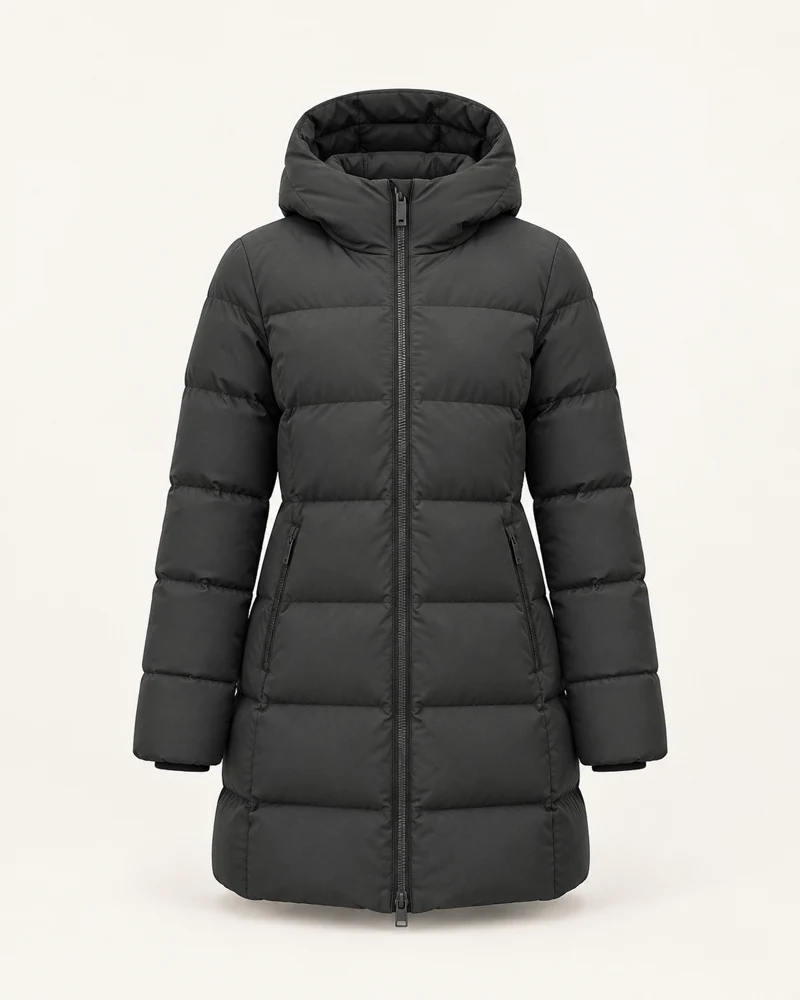 Fjell Mid-Length Coat, Charcoal, front view