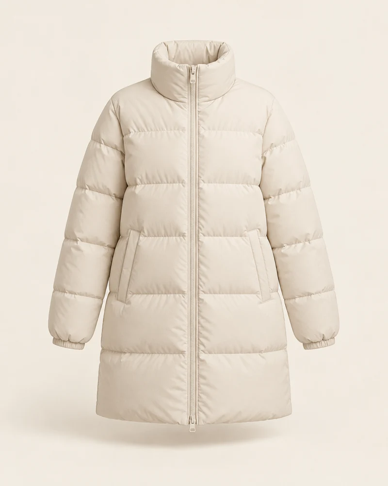 Snowpath Stand-Collar Coat, Ivory, front view